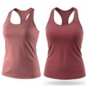 LOT 2 Womens Racerback Athletic Tank Top Burgandy Pink Stretchy Activewear Gym